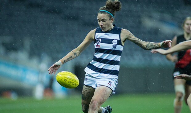 2018_08_12_VFLW_Hero.jpg Mia-Rae Clifford continued her impressive run of form in front of goal - Geelong Cats